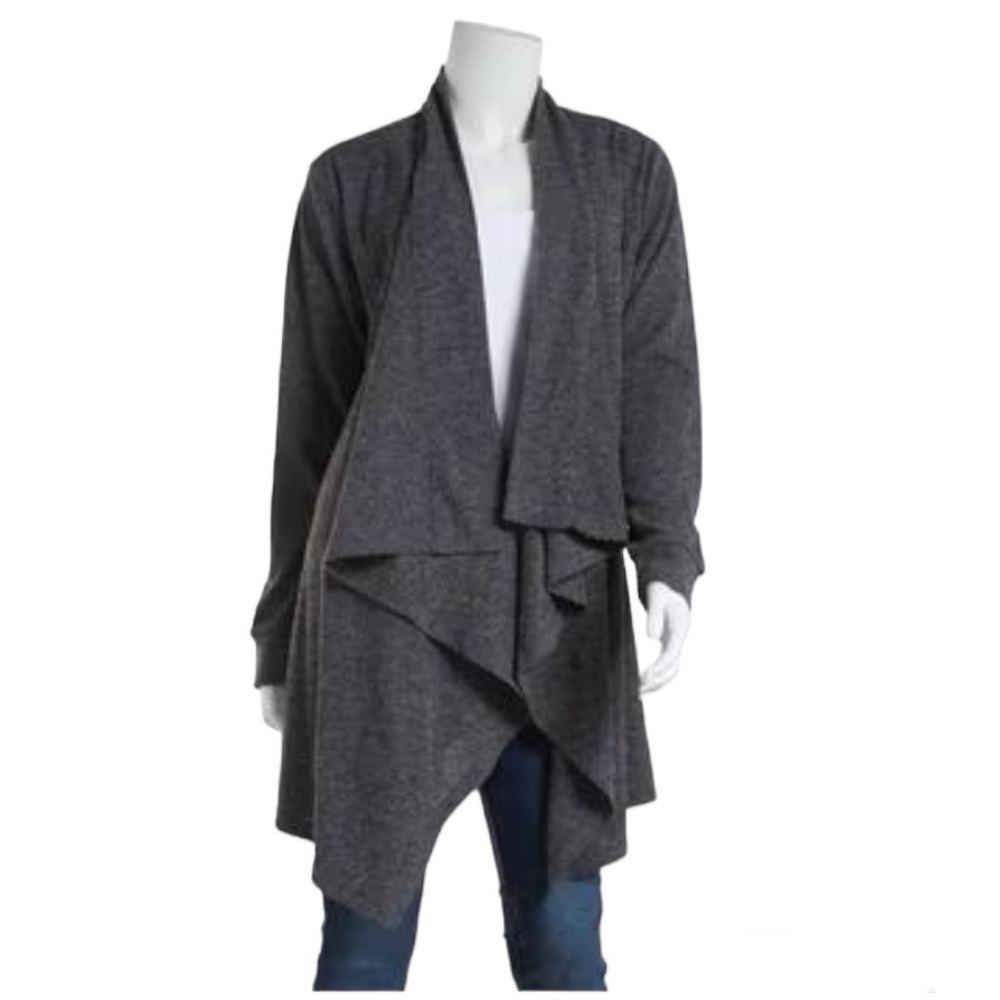 New York Laundry Cozy Chic Open/Drape Front Ribbed Cardigan Size S